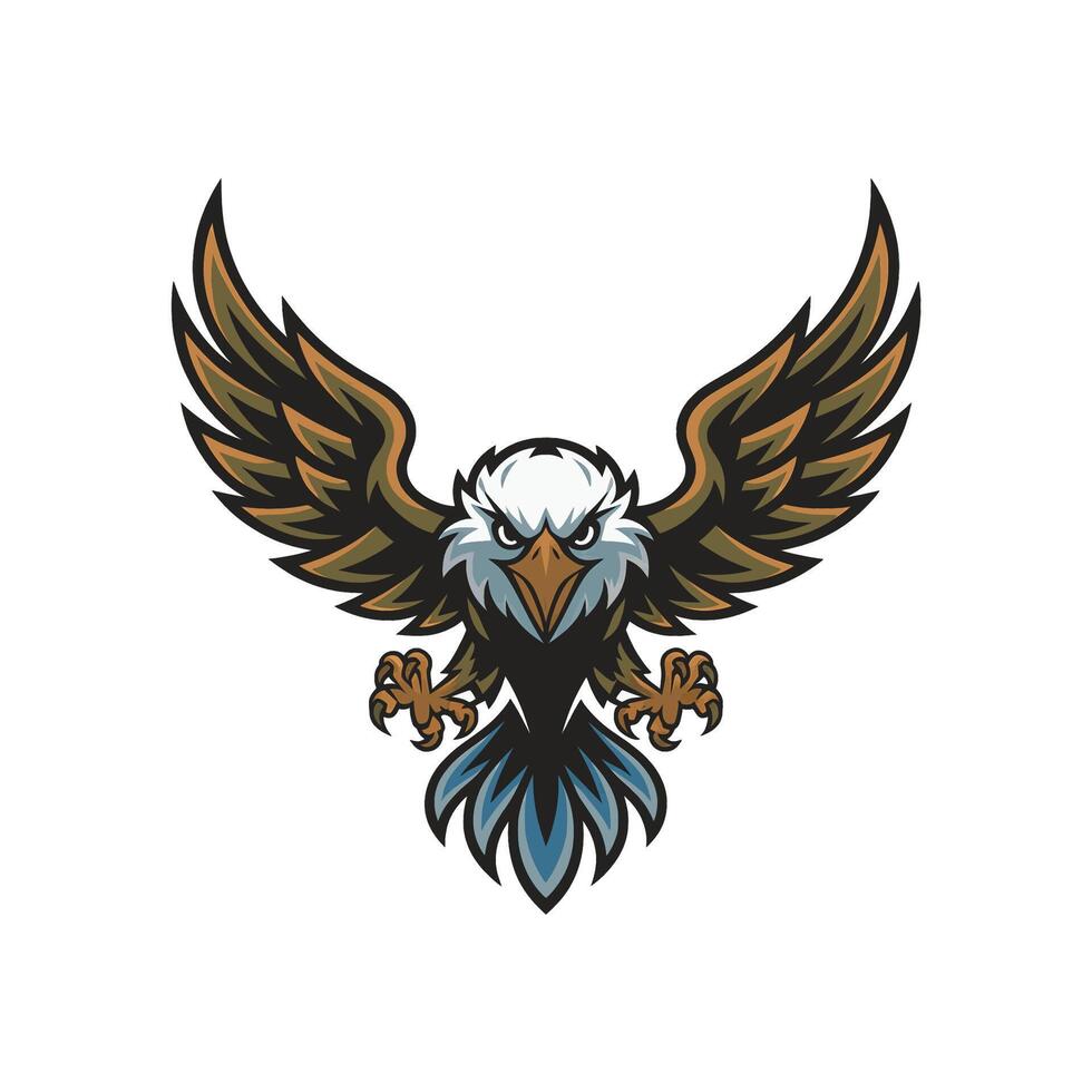 eagle fliying attacking pose with claws logo design on white background vector