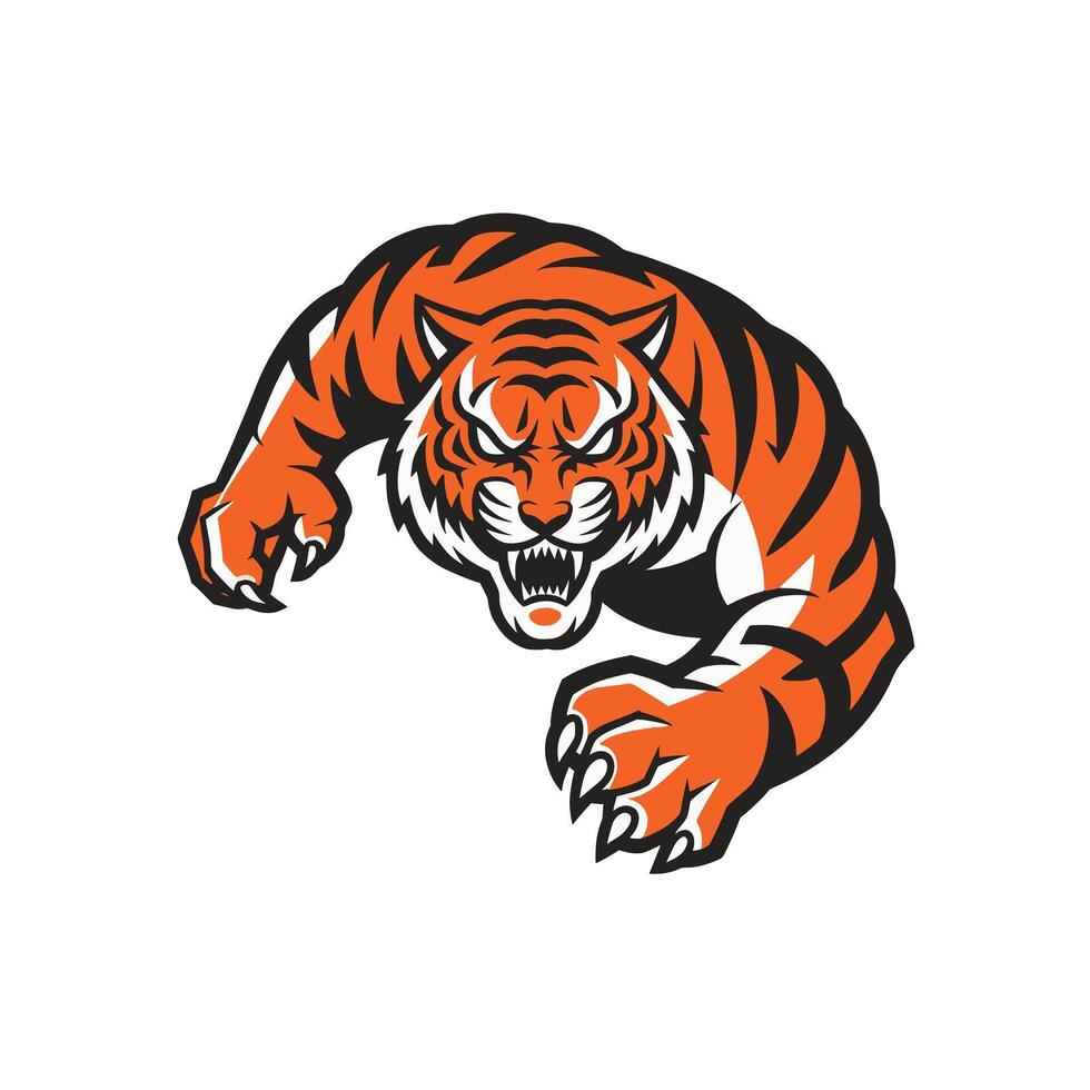 tiger malignant attacking with claws logo illustration vector