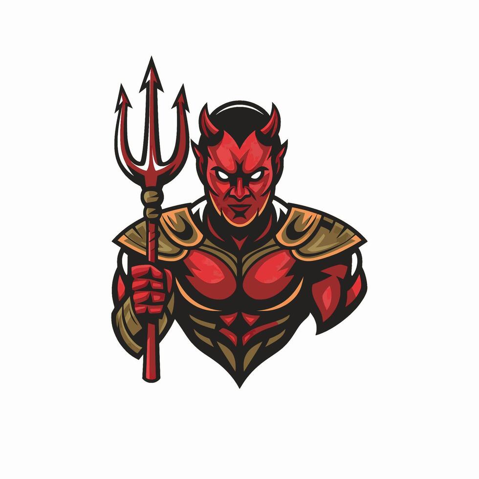 devil pose angry character design logo illustration vector
