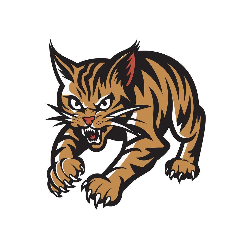 cat pose attacking with claws logo design illustration vector