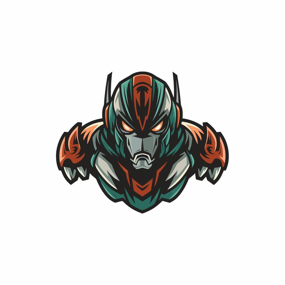 robot character logo illustration design vector
