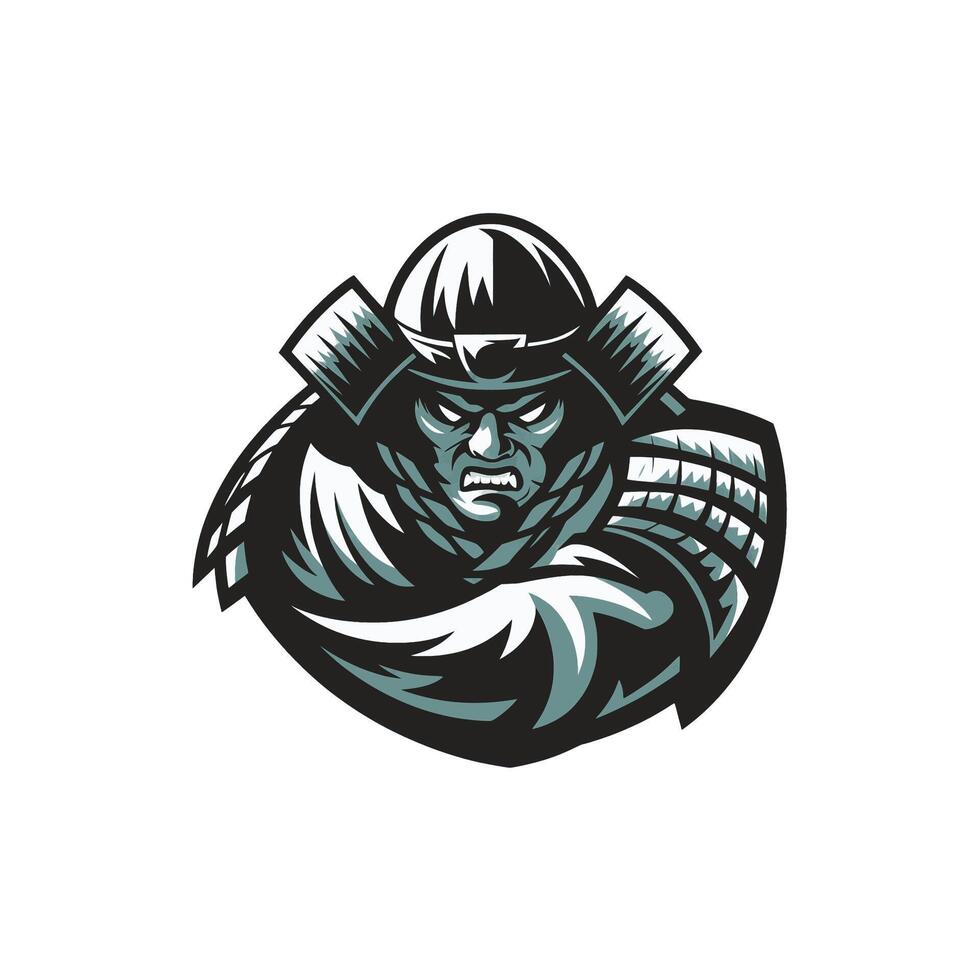 samurai wild character design logo illustration vector