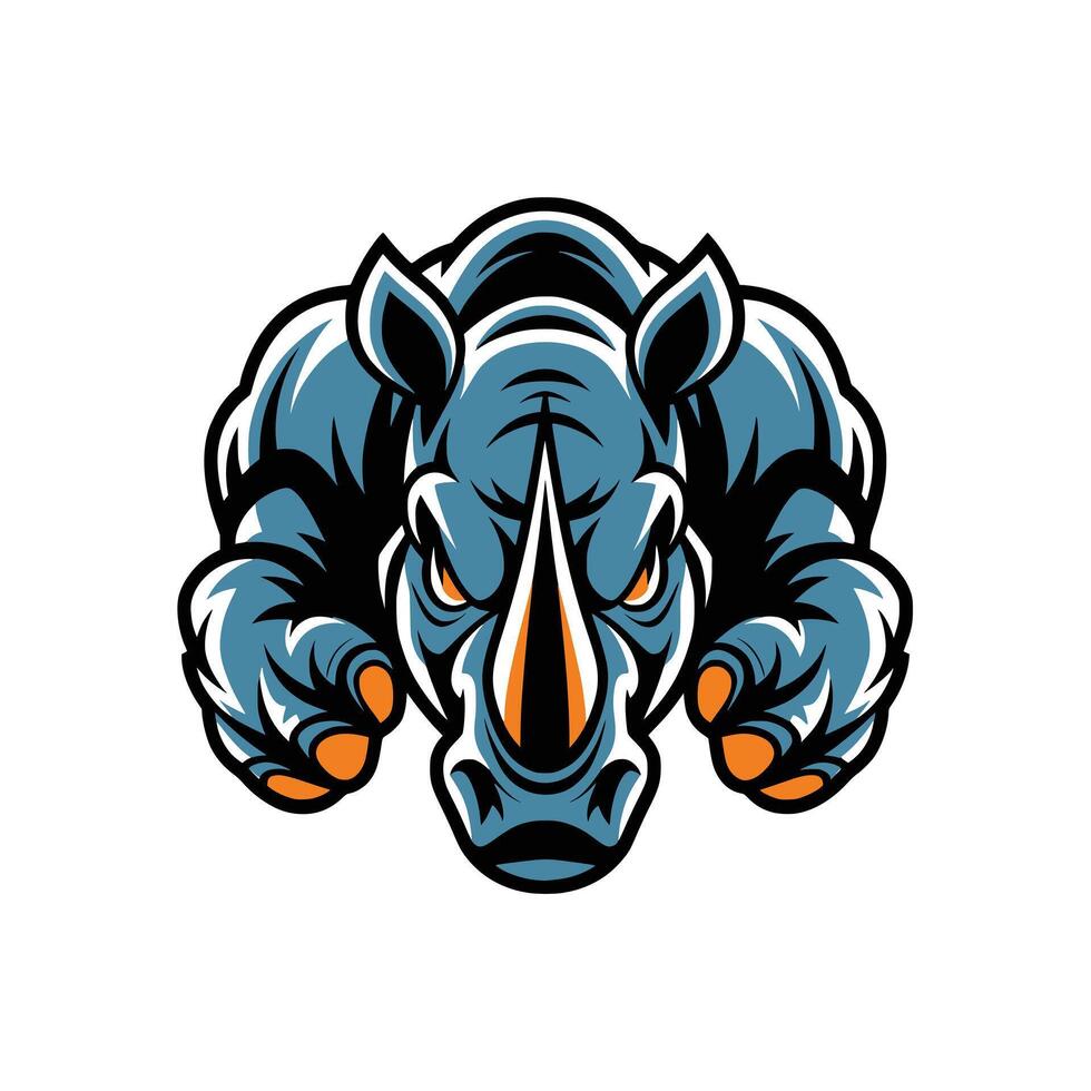 rhinoceros pose design illustration logo vector