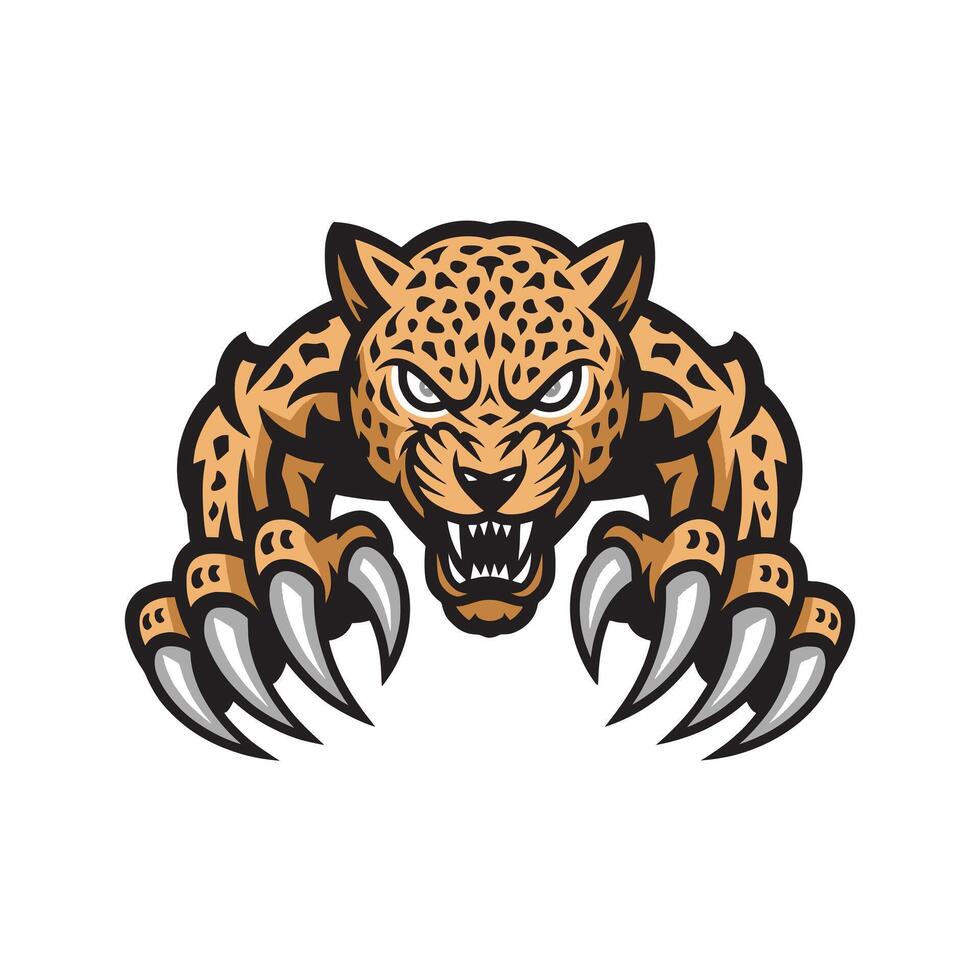 leopard attacking pose with claws logo vector