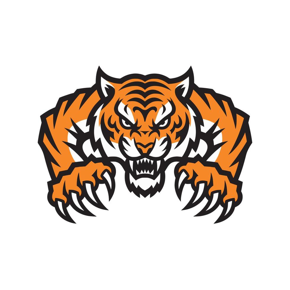 tiger attacking with claws illustration design logo vector