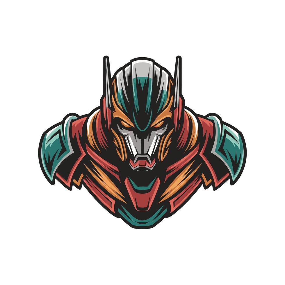 robot character logo standing design illustration vector