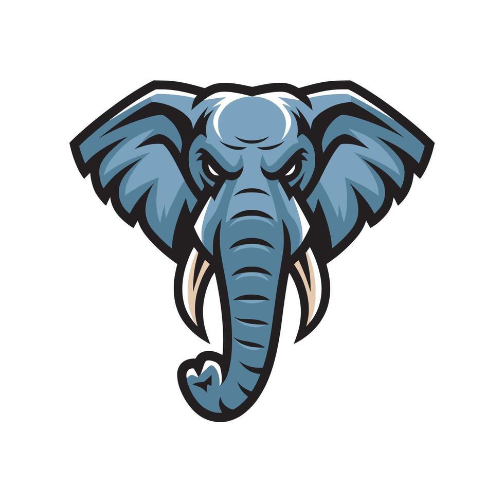 elephant head design flat logo illustration vector