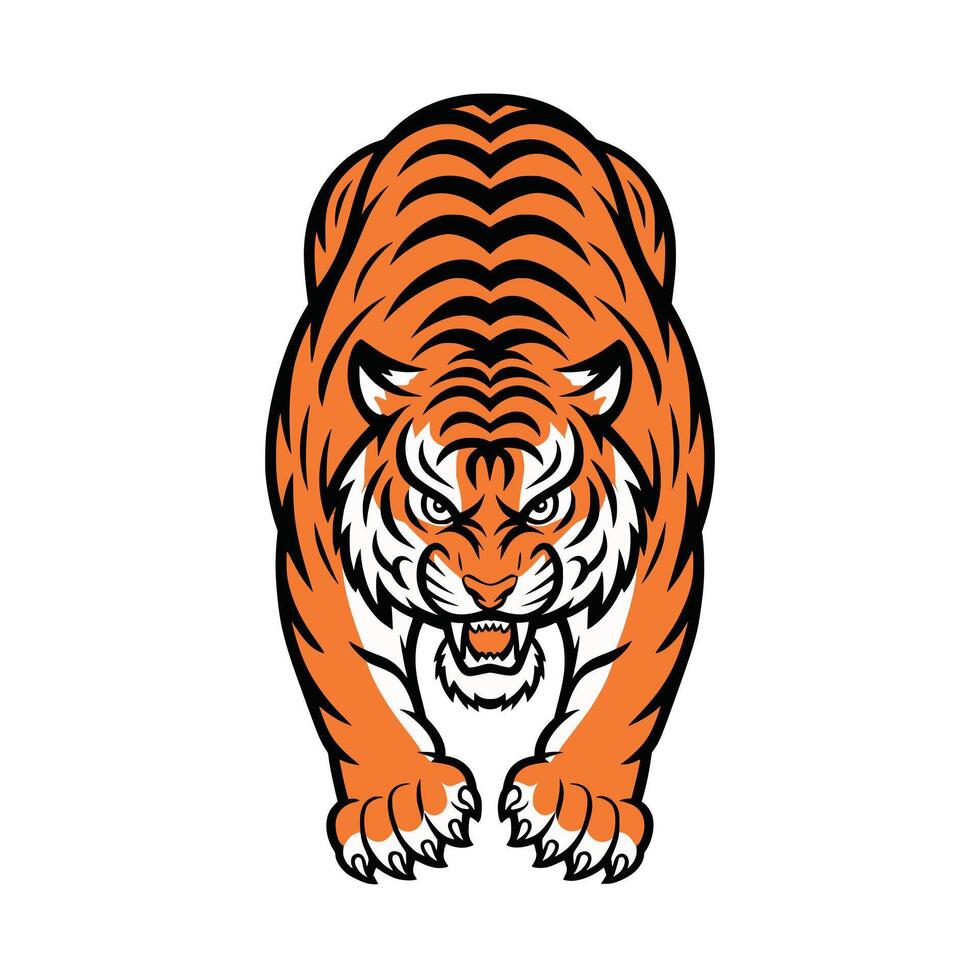 tiger pose attacking with claws logo design on white background vector