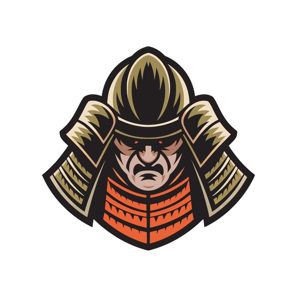 samurai wild character logo design illustration vector