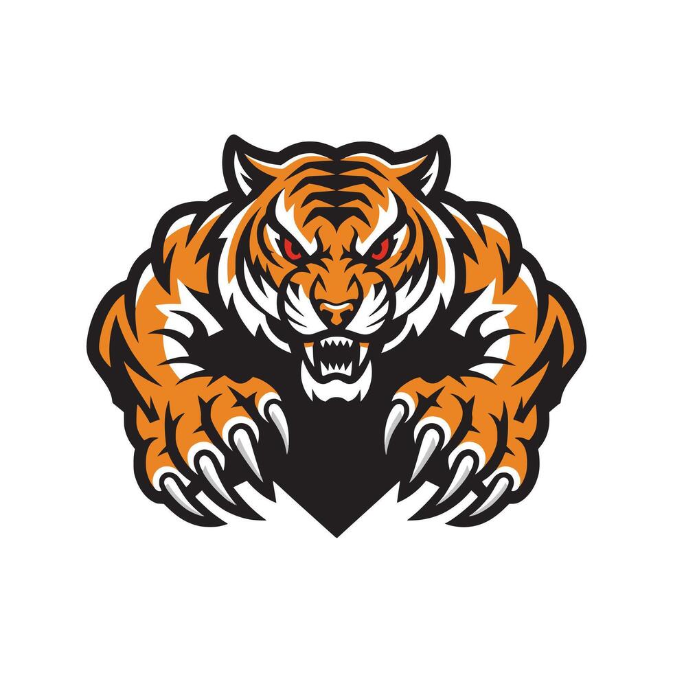 tiger attacking with claws logo illustration design vector