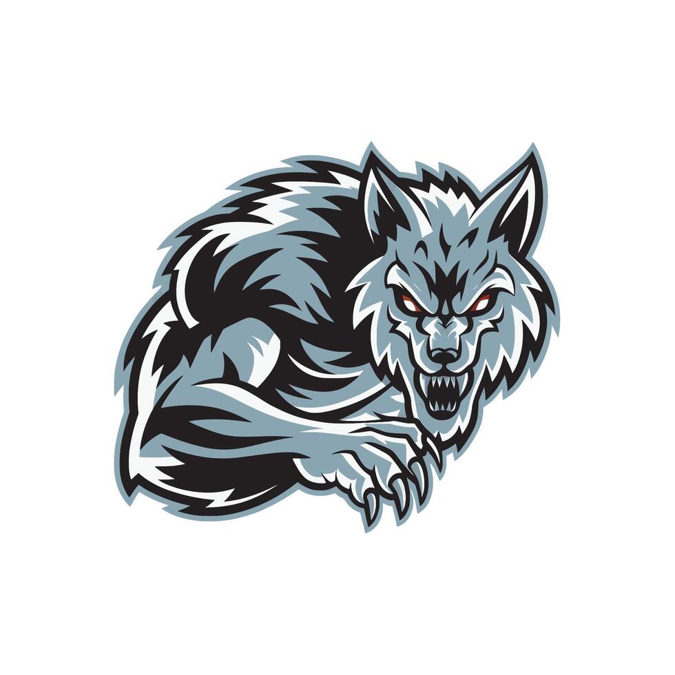wolf fierce attacking with claws design logo illustration vector