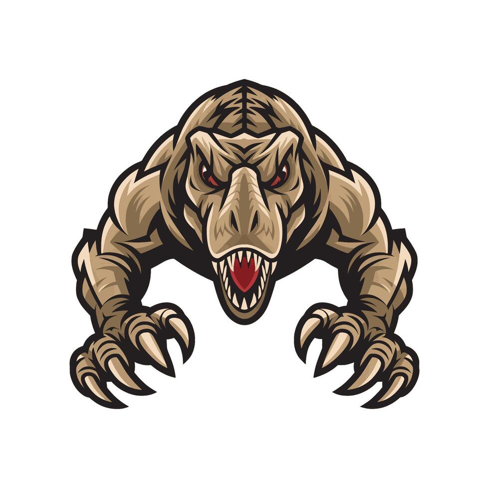 tyrannosaurus attacking with claws design illustration logo vector
