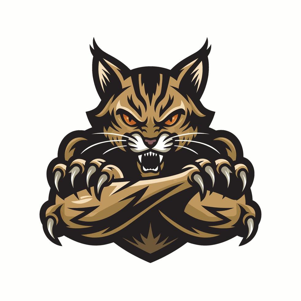 cat pose attacking with claws logo illustration vector