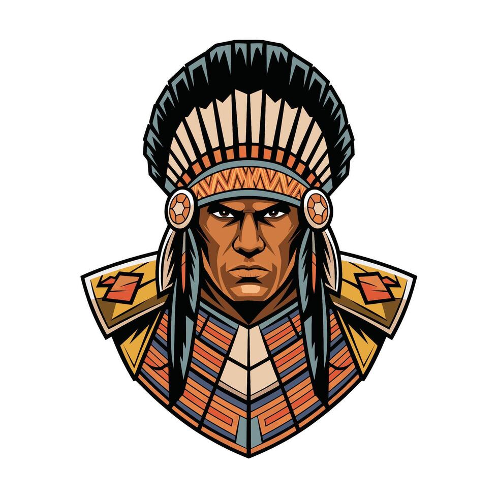 Indian tribal characters apache logo design illustration logo vector