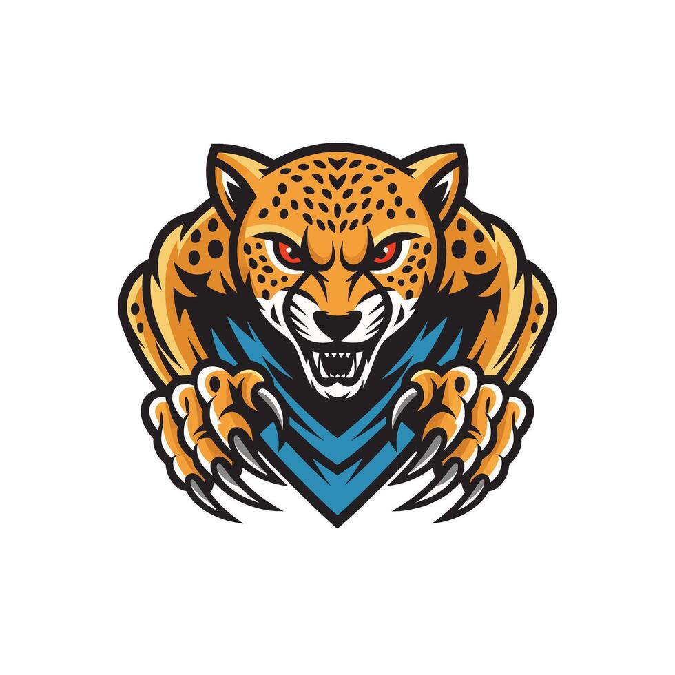 leopard attacking pose with claws illustration logo vector