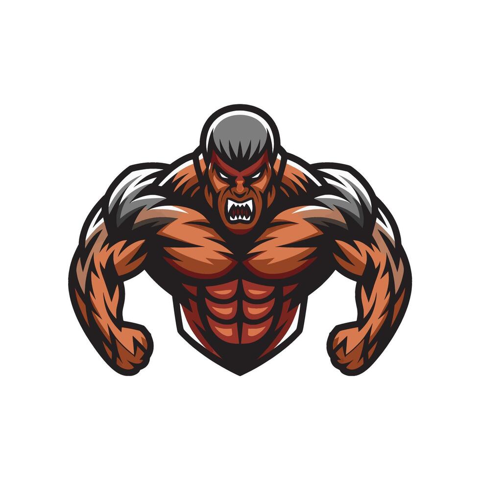 bodybuilder angry design logo illustration vector
