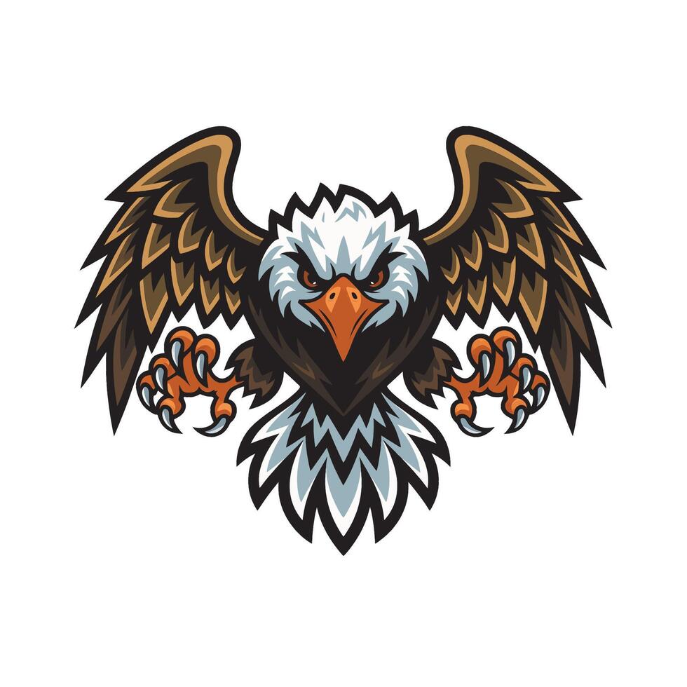 eagle fliying attacking pose with claws design logo vector