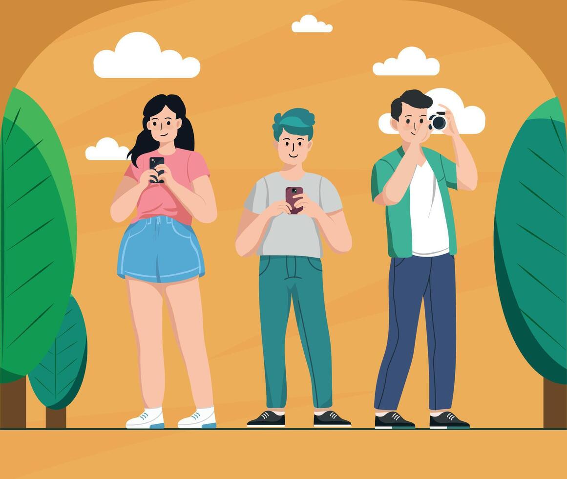 People Taking Photos vector