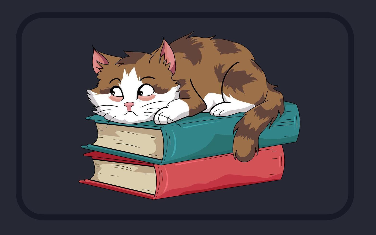 Cat Lying on Books vector