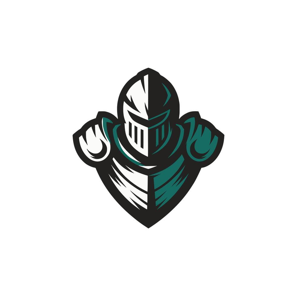 knight pose standing logo flat illustration vector