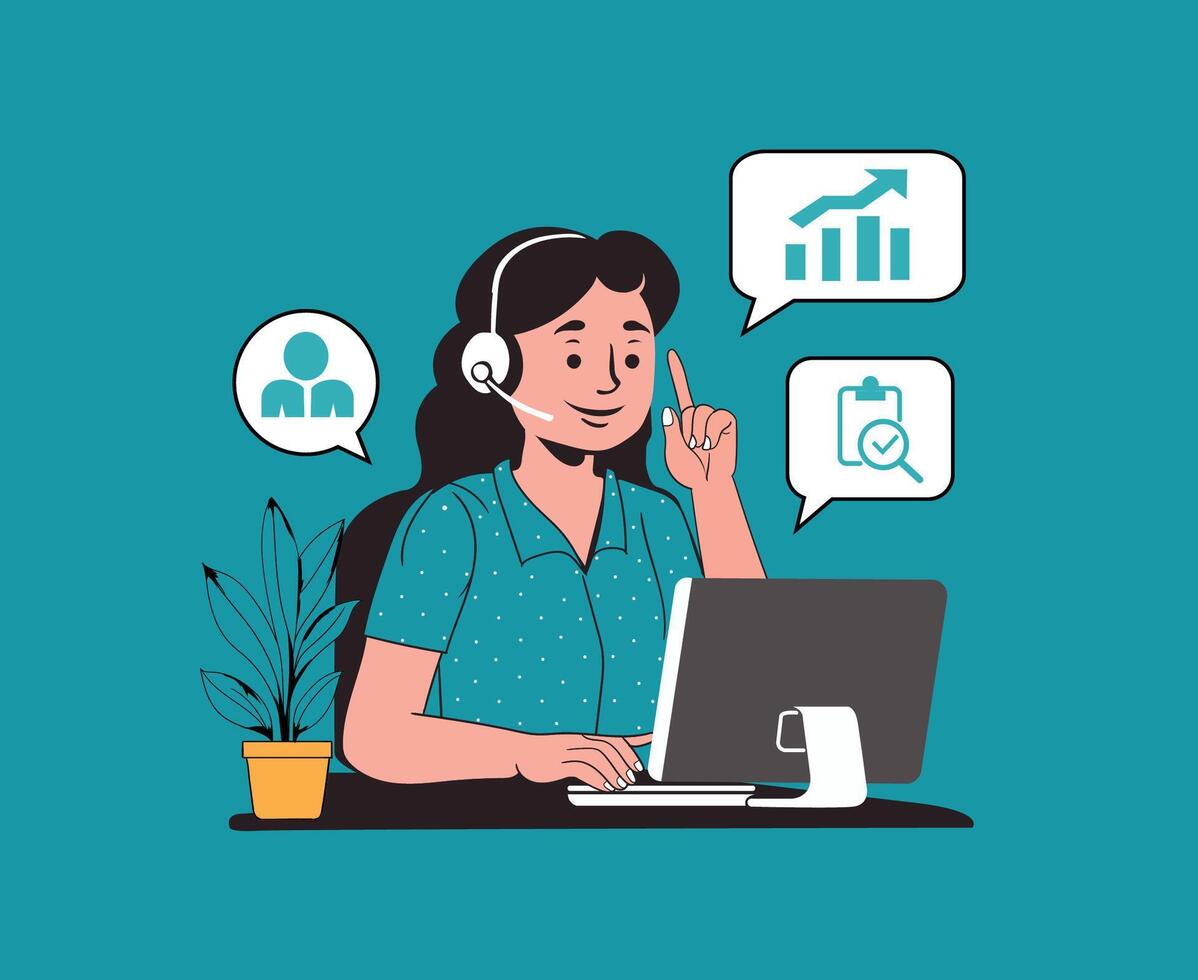 Girl on a desk vector