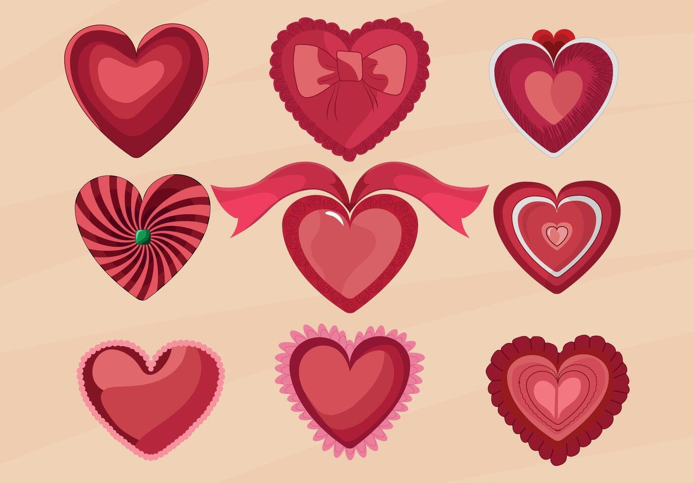Set of hearts vector
