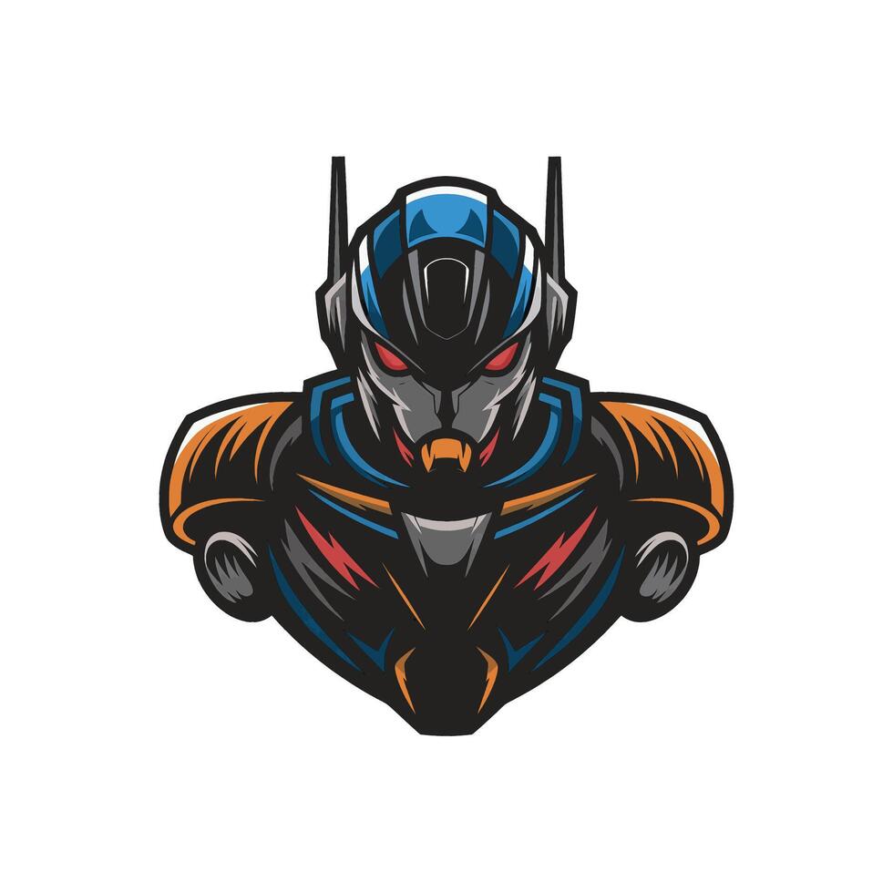 robot character attacking logo illustration design vector
