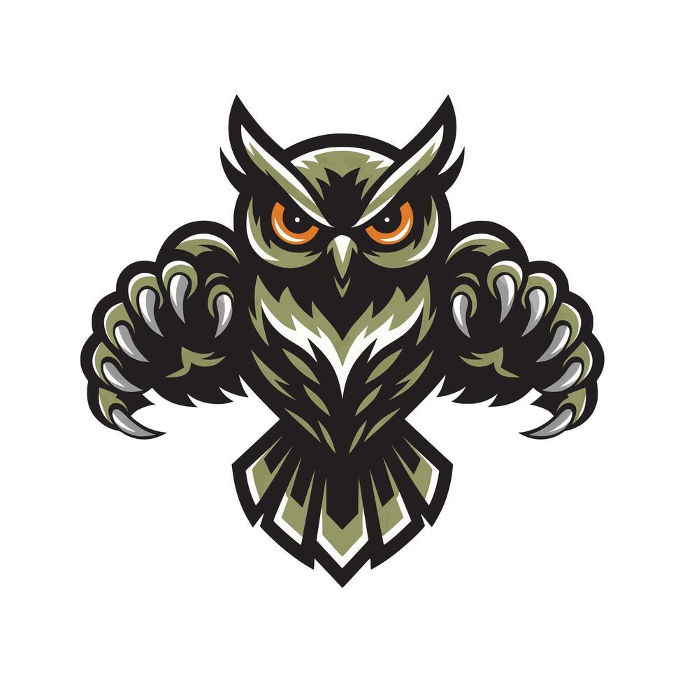 owl flying pose with claws design illustration logo vector
