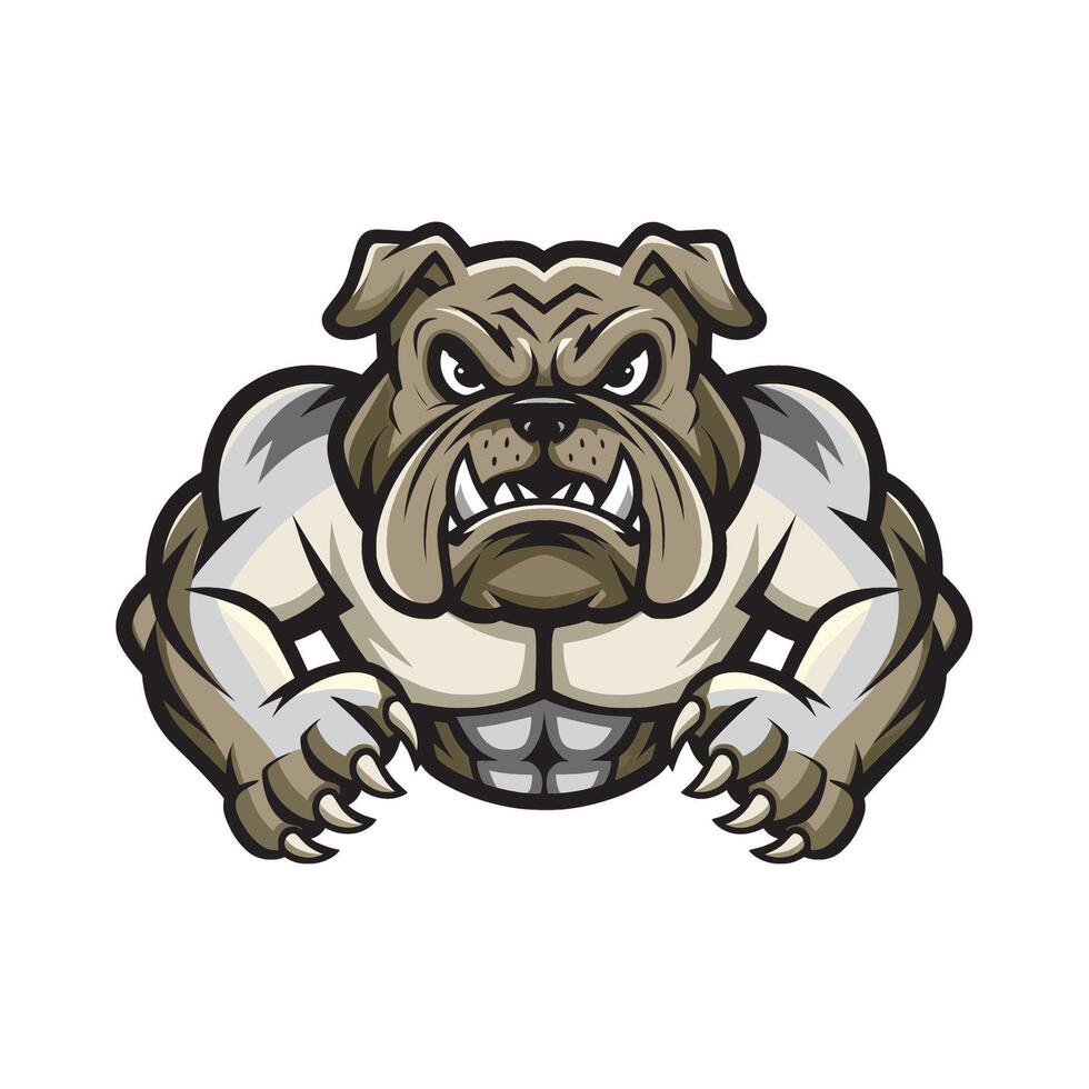 bulldog muscular design logo illustration vector