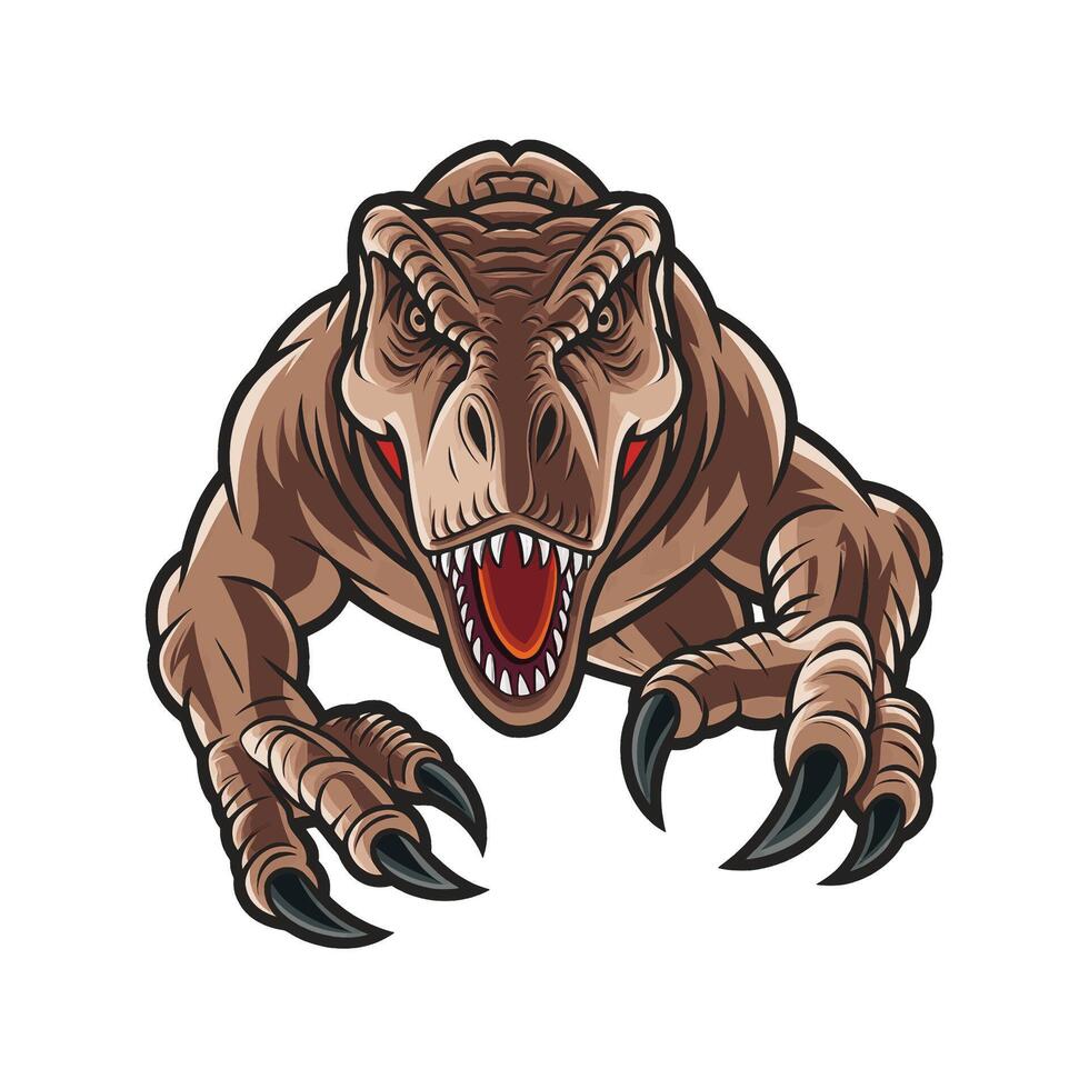 tyrannosaurus pose attacking with claws logo illustration vector