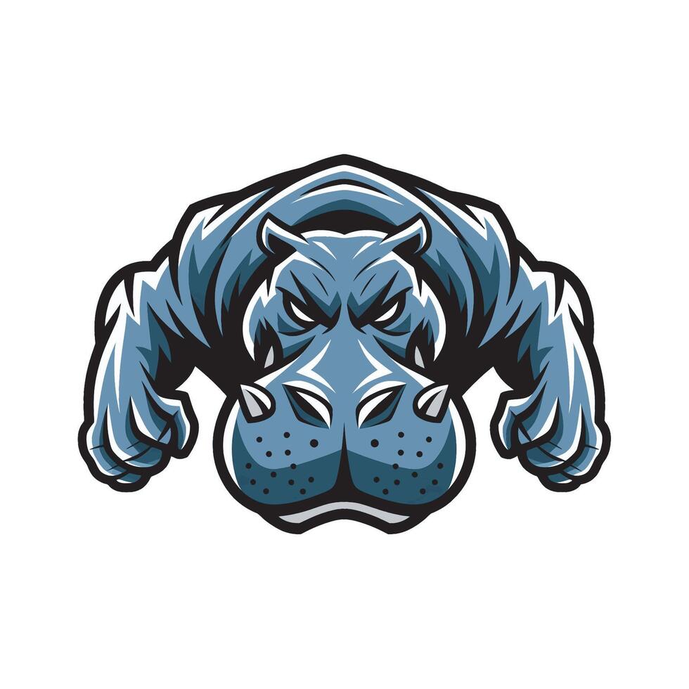 hippopotamus fierce design illustration logo vector
