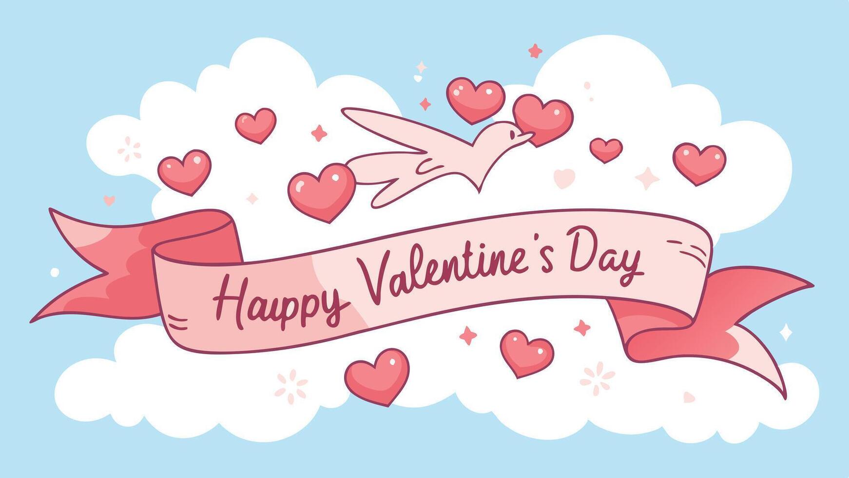 A Dreamy and Soft Valentines Day Banner Featuring Happy Valentine Day Message in Elegant Design vector