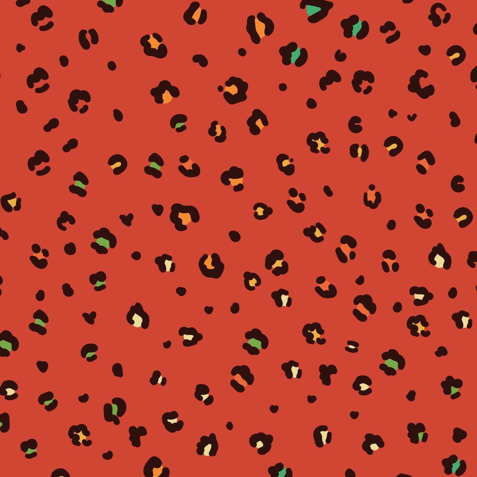 seamless pattern with tropical palms on a bold leopard print background. Ideal for summer fashion, textiles, swimwear, beachwear, posters, and vibrant home decor. vector