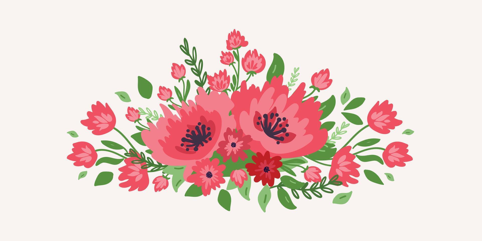 Cute floral design. Editable template for banners, borders, frames and etc vector