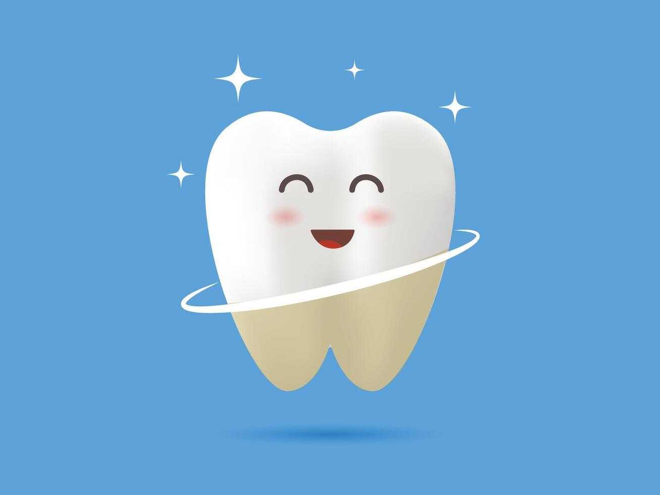 Cute cartoon dentist mascot, Teeth whitening oral health, 3D realistic tooth vector