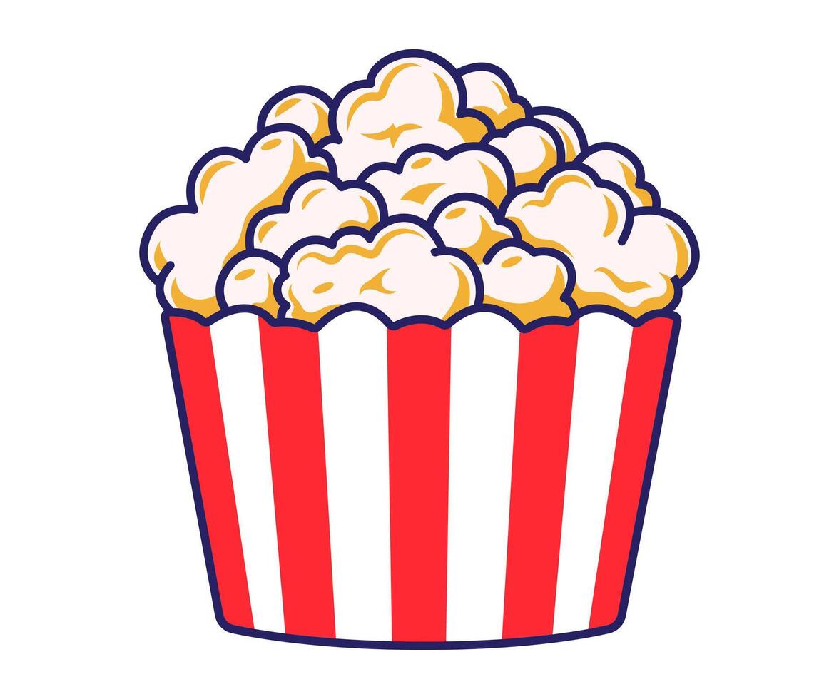 popcorn bucket delicious snack buttery illustration isolated on white vector