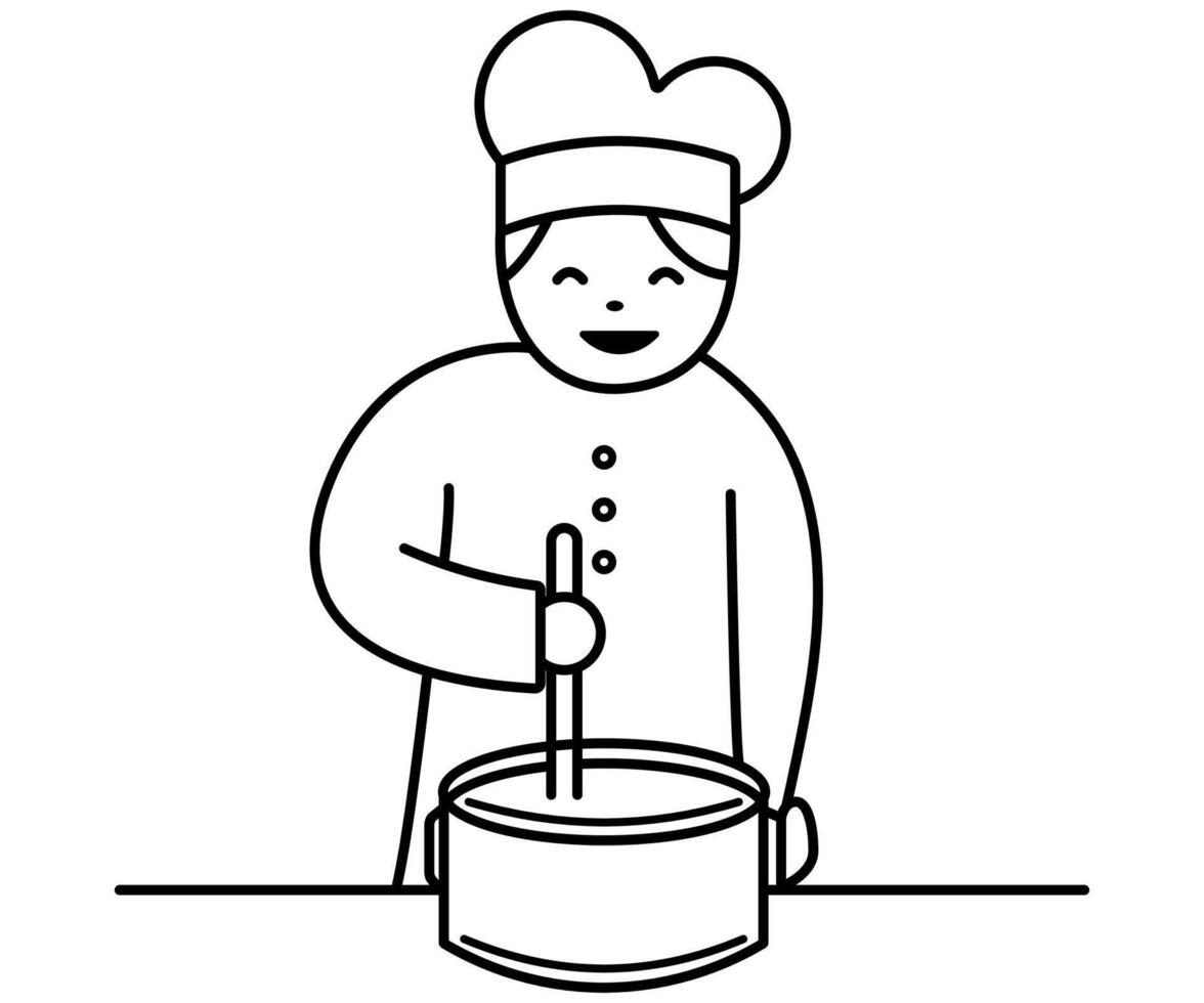 Chef professional preparing a meal character cartoon isolated illustration vector
