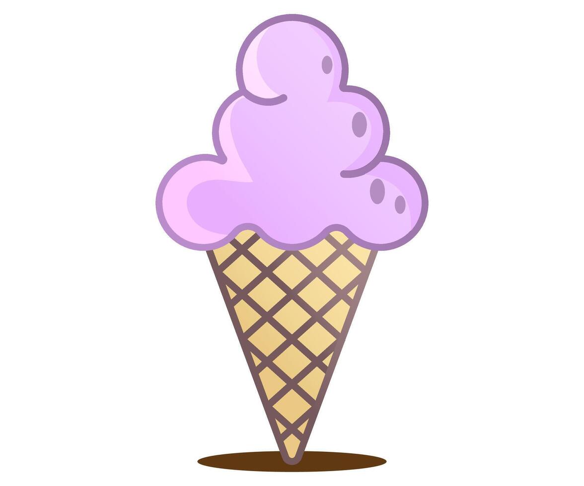 Ice cream in waffle cone dessert illustration isolated on white vector