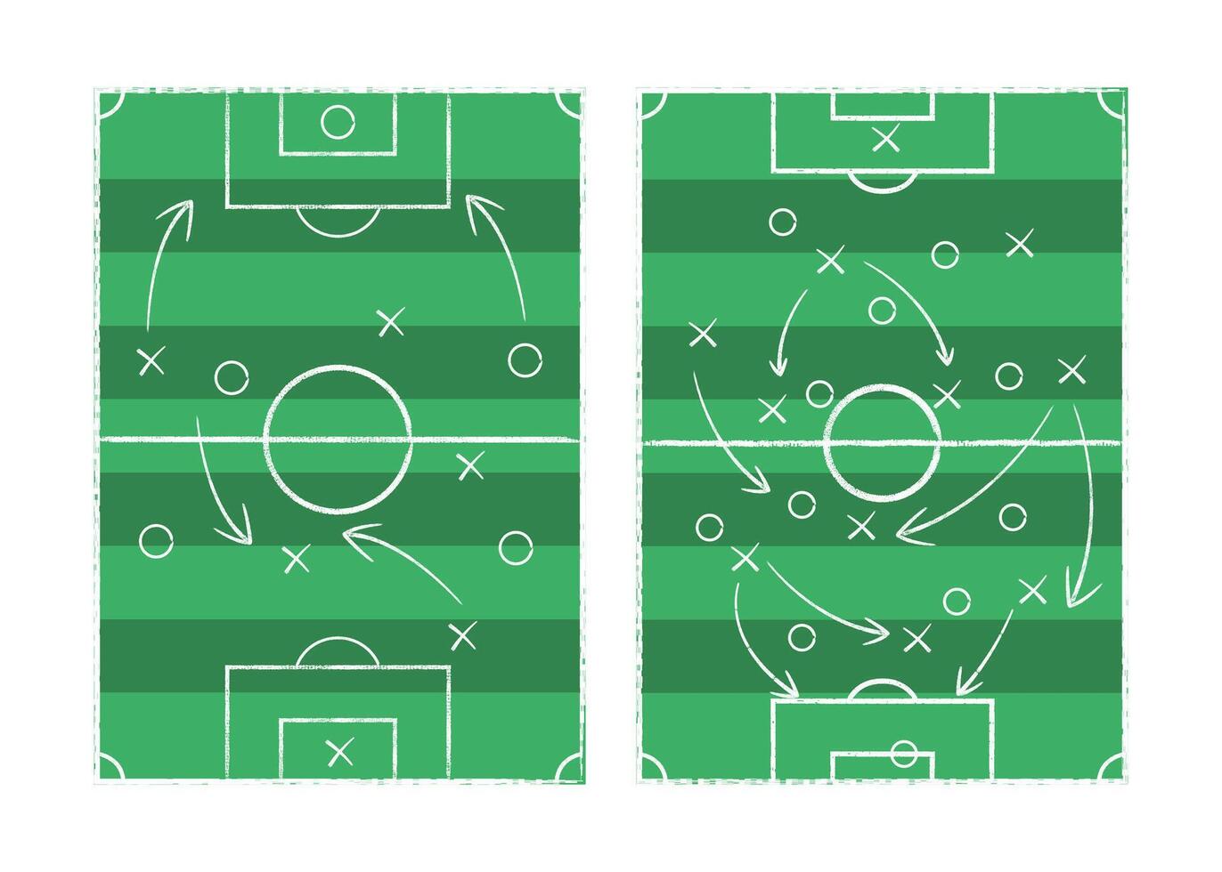 Soccer game tactical scheme with football players and strategy arrows on chalk black board vector