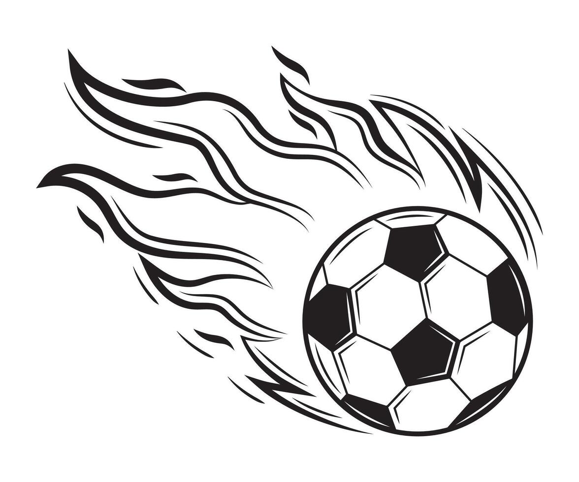Flying soccer ball with flame - fast shoot illustration isolated on white vector