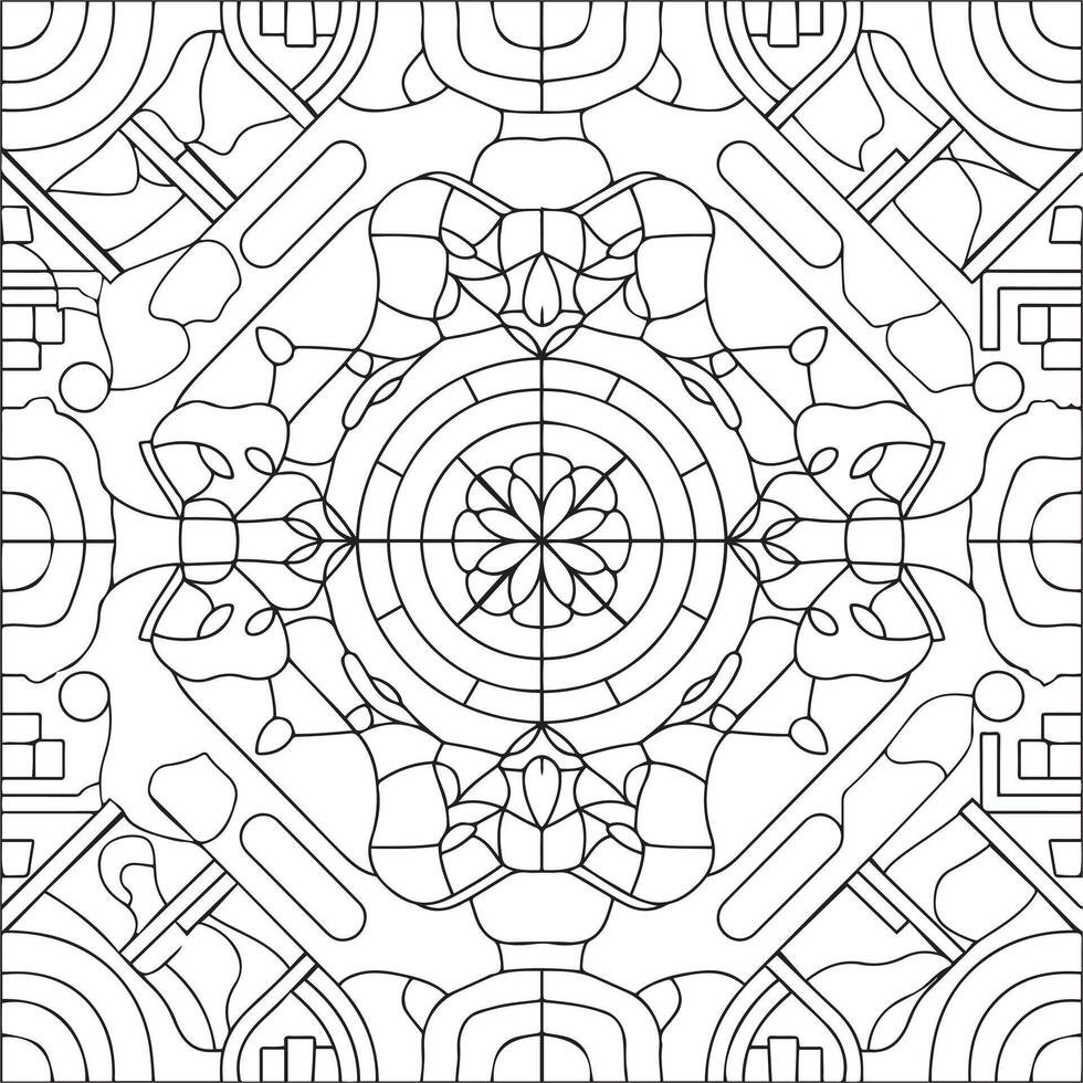 Black and white seamless linear illustrations. Coloring book, colouring page for children and adults. Decorative abstract pattern design. Line art drawing. Easy to edit color vector