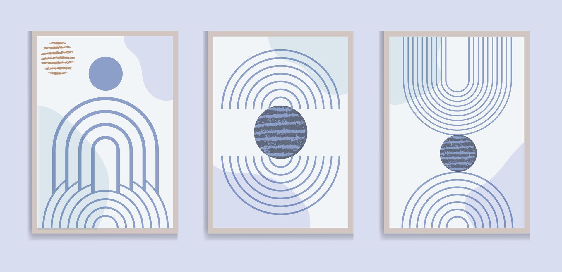Mid century abstract contemporary aesthetic design set with geometric balance shapes vector