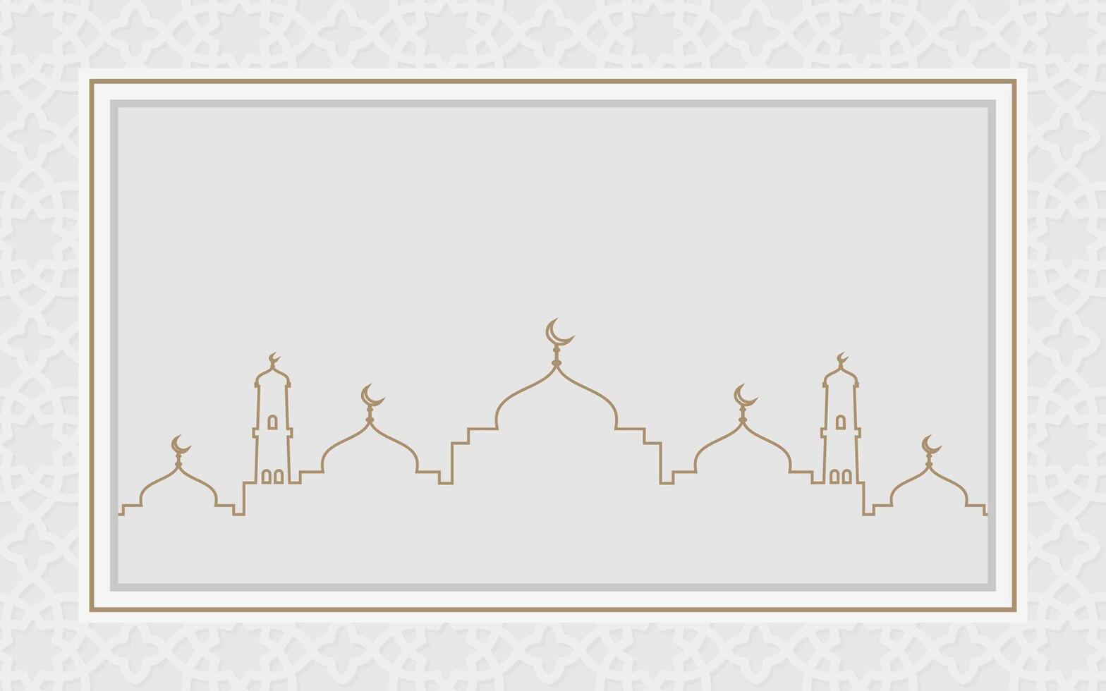 Golden and White Luxury Islamic Ornamental Background - Arabic Design with Decorative Border Frame vector