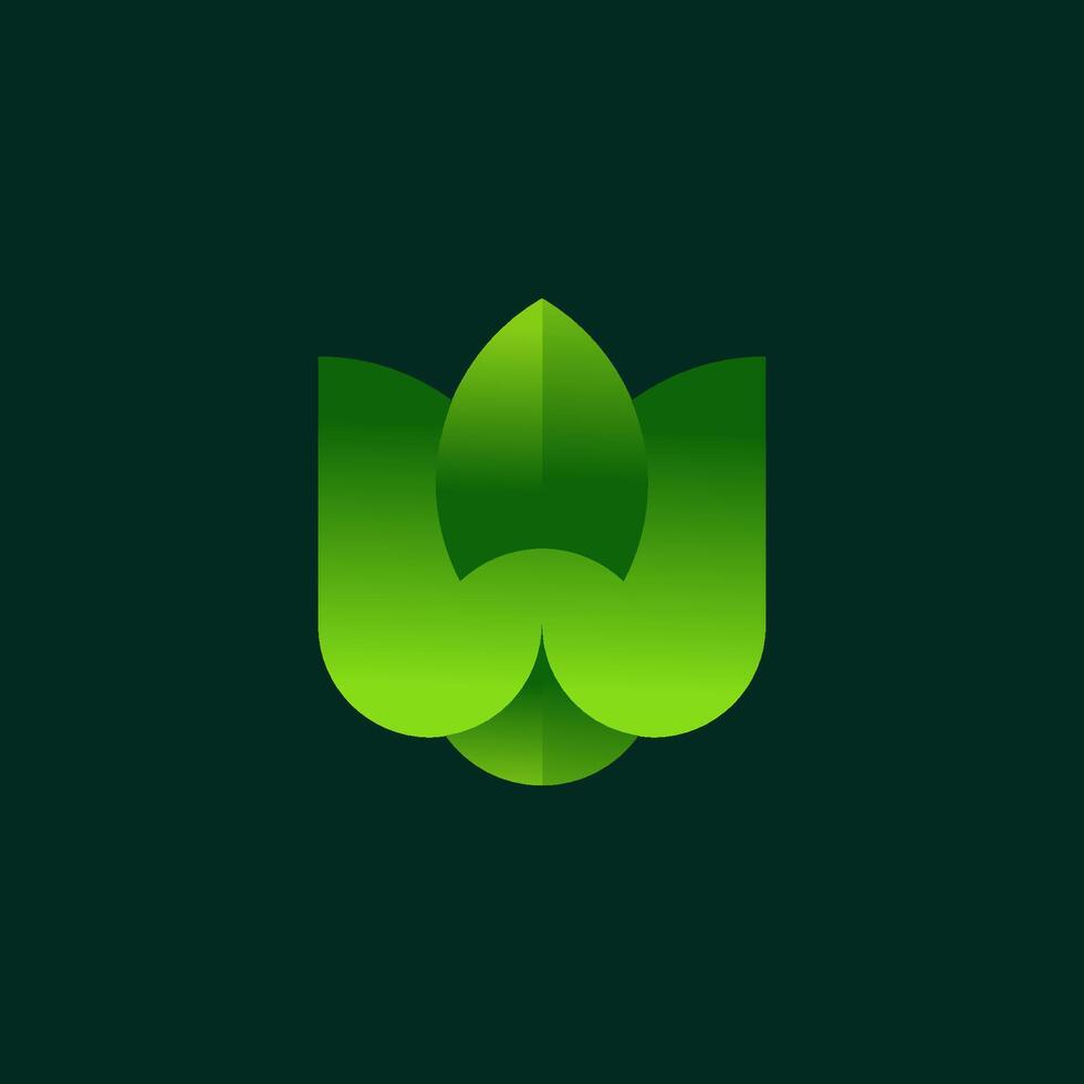 Letter W with leaf app icon logo design template for business vector