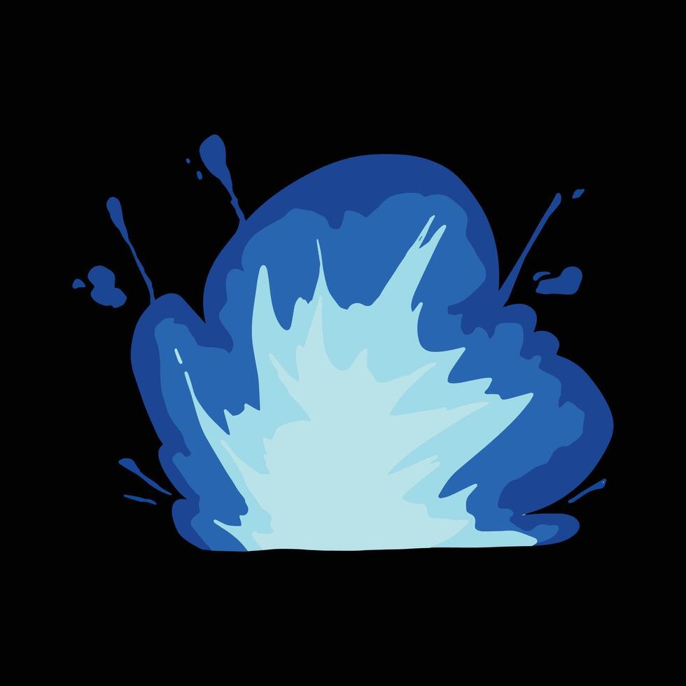 Blue explode boom fire illustration isolated on black background vector