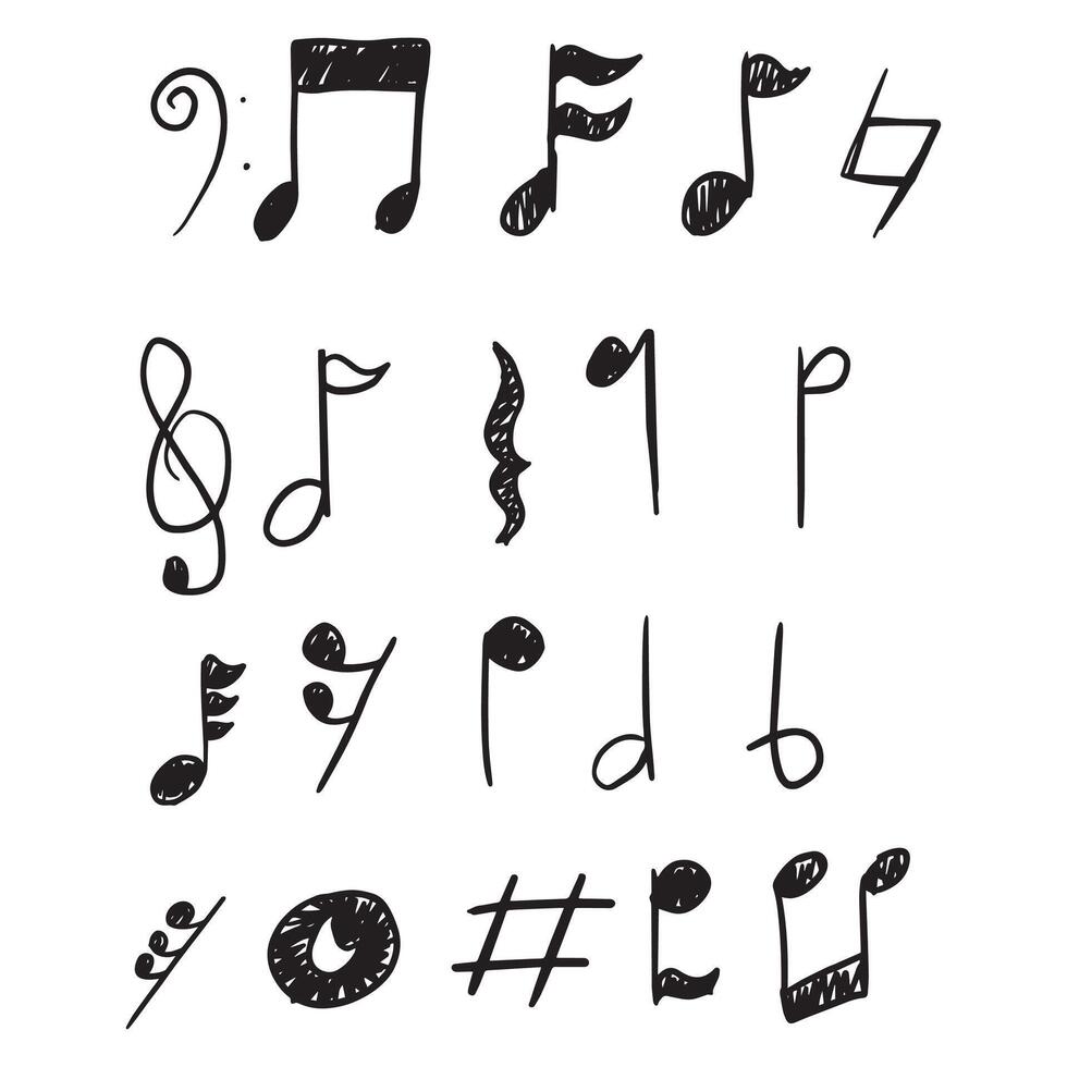 Set of music note hand drawn style vector