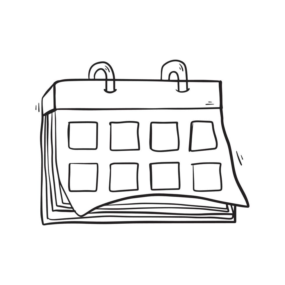 Calendar hand drawn illustration isolated on white background vector