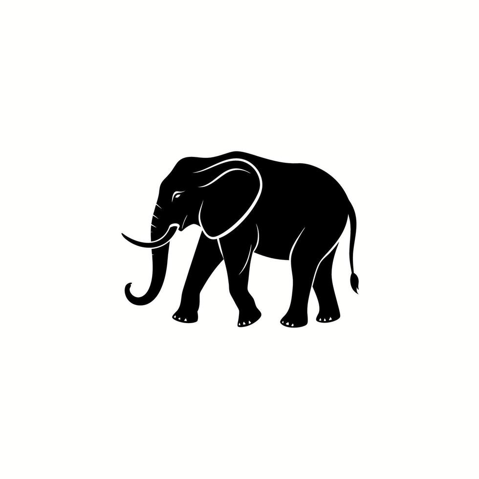 An elephant is standing in a black and white logo vector