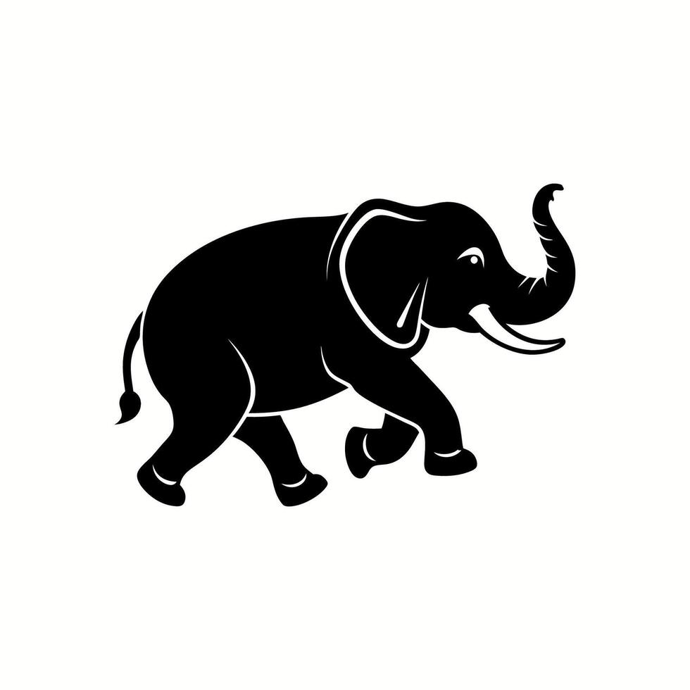 elephant running silhouette vector