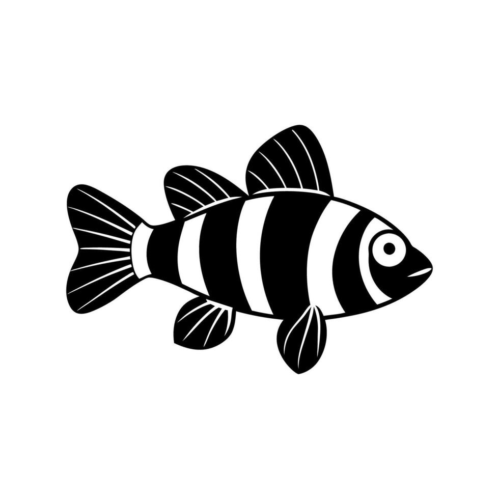 A black and white striped fish on a white background vector